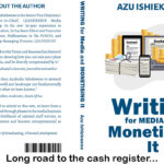 a cover spread of Writing for Media and Monetising It by Azu Ishiekwene
