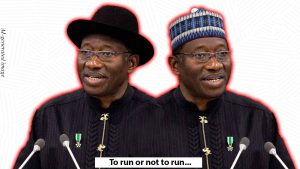 image of former president Goodluck Ebele Jonathan dressed in his normal cap, and another in a Hausa cap, side by side