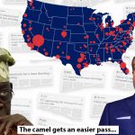 An image of President Tinubu and senator Ted Cruz on the backdrop of newspaper cutouts of mass shootings in america and a map of mass shootings spread in america