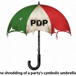 a torn and bruised pdp umbrella logo