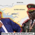 image of Guinea-Bissau's ousted president and military leader on a backdrop of the country's map