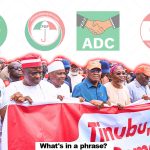 An image of ADC protesters with logos of ADC, PDP, NNPP and Labour Party