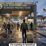 an image of a man in silhouette approaching the US Border