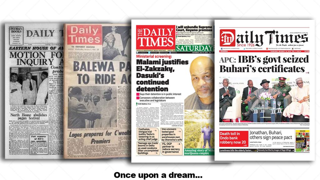 different versions of Daily times front page over the years