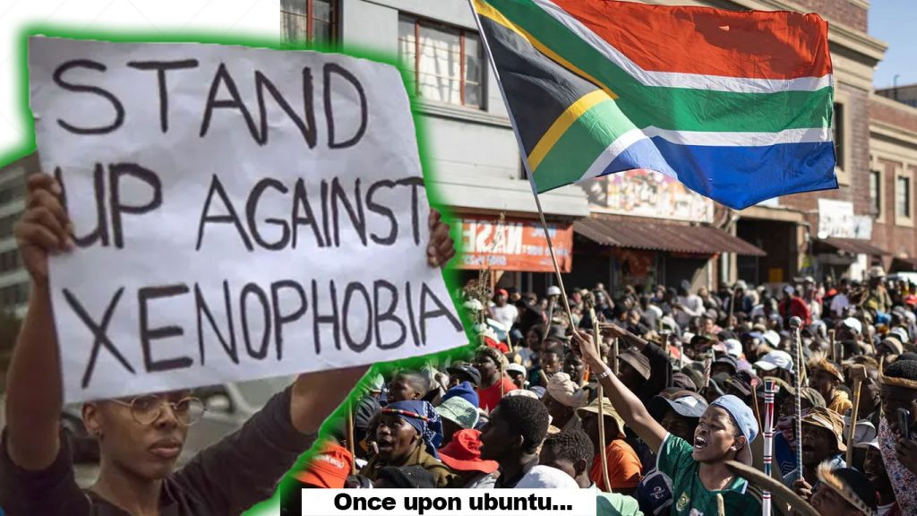 an image of protesters in South Africa