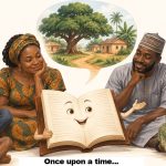 illustration of a book telling stories